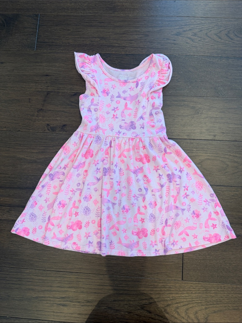 jumping beans Pink & Purple Mermaid Print Flutter-Sleeve Dress Size 4 - C34-088